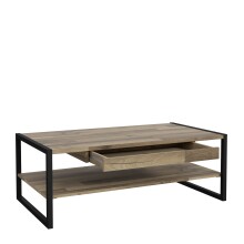 Couchtisch >Coffee Tables< mit Ablage, in Stabeiche Dekor, Metallgestell schwarz - 111x40x60cm (BxHxT)