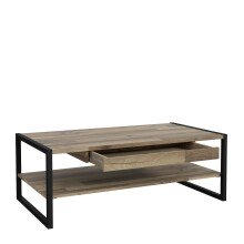 Couchtisch >Coffee Tables< mit Ablage, in Stabeiche Dekor, Metallgestell schwarz - 111x40x60cm (BxHxT)