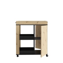Servierwagen >Home Bar< auf Rollen, in Artisan Eiche Dekor / Schwarz - 77,4x88,2x42cm (BxHxT)