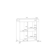 Servierwagen >Home Bar< auf Rollen, in Artisan Eiche Dekor / Schwarz - 77,4x88,2x42cm (BxHxT)