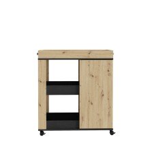 Servierwagen >Home Bar< auf Rollen, in Artisan Eiche Dekor / Schwarz - 77,4x88,2x42cm (BxHxT)