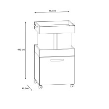 Servierwagen >Home Bar< auf Rollen, in Artisan Eiche Dekor / Schwarz - 50,2x88,5x41cm (BxHxT)