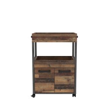 Servierwagen >Home Bar< auf Rollen, in Old-Wood Vintage Dekor / Betonoptik - 60x88,5x40cm (B/H/T)