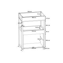 Servierwagen >Home Bar< auf Rollen, in Old-Wood Vintage Dekor / Betonoptik - 60x88,5x40cm (B/H/T)
