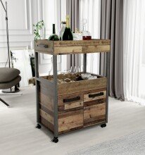 Servierwagen >Home Bar< auf Rollen, in Old-Wood...