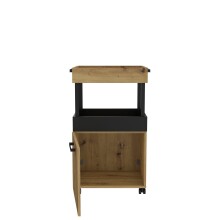 Servierwagen >Home Bar< auf Rollen, in Artisan Eiche Dekor / Schwarz - 50,2x88,5x41cm (BxHxT)