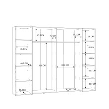 Dreh-/Schwebetürenschrank >Narago< mit Inneneinteilung, in Betonoptik / Artisan Eiche Dekor - 270,3x210,5x61,2cm (B/H/T)