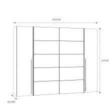Dreh-/Schwebetürenschrank >Narago< mit Inneneinteilung, in Betonoptik / Artisan Eiche Dekor - 270,3x210,5x61,2cm (B/H/T)