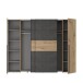 Dreh-/Schwebetürenschrank >Narago< mit Inneneinteilung, in Betonoptik / Artisan Eiche Dekor - 270,3x210,5x61,2cm (B/H/T)