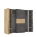 Dreh-/Schwebetürenschrank >Narago< mit Inneneinteilung, in Betonoptik / Artisan Eiche Dekor - 270,3x210,5x61,2cm (B/H/T)