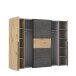 Dreh-/Schwebetürenschrank >Narago< mit Inneneinteilung, in Betonoptik / Artisan Eiche Dekor - 270,3x210,5x61,2cm (B/H/T)