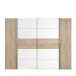 Dreh-/Schwebetürenschrank >Narago< mit Inneneinteilung, in Sonoma Eiche Dekor / Weiss - 270,3x210,5x61,2cm (BxHxT)