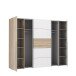 Dreh-/Schwebetürenschrank >Narago< mit Inneneinteilung, in Sonoma Eiche Dekor / Weiss - 270,3x210,5x61,2cm (BxHxT)
