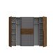 Dreh-/Schwebetürenschrank >Narago< mit Inneneinteilung, in Bakersfield Walnuss Dekor / Grau - 270,3x210,5x61,2cm (B/H/T)