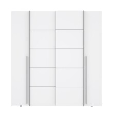 Dreh-/Schwebetürenschrank >Narago< mit Inneneinteilung, in weiß - 200,1x210x61,2cm (BxHxT)