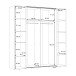 Dreh-/Schwebetürenschrank >Narago< mit Inneneinteilung, in weiß - 200,1x210x61,2cm (BxHxT)