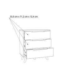 Schubkastenkommode >VANKKA< 3 Schubladen, in Planked Eiche Dekor ,weiß - 80x86,3x42cm (BxHxT)