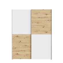 Schiebetürenschrank >Schach&Matt< in Artisan Eiche Dekor / Weiss - 150,1x190,5x61,2cm (BxHxT)