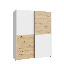 Schiebetürenschrank >Schach&Matt< in Artisan Eiche Dekor / Weiss - 150,1x190,5x61,2cm (BxHxT)