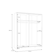 Schiebetürenschrank >Schach&Matt< in Artisan Eiche Dekor / Weiss - 150,1x190,5x61,2cm (BxHxT)