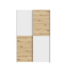 Schiebetürenschrank >Schach&Matt< in Artisan Eiche Dekor / Weiss - 120,1x190,5x61,2cm (BxHxT)