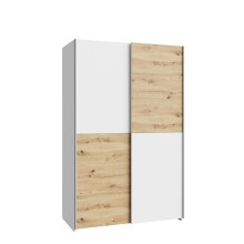 Schiebetürenschrank >Schach&Matt< in Artisan Eiche Dekor / Weiss - 120,1x190,5x61,2cm (BxHxT)