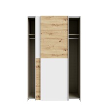 Schiebetürenschrank >Schach&Matt< in Artisan Eiche Dekor / Weiss - 120,1x190,5x61,2cm (BxHxT)
