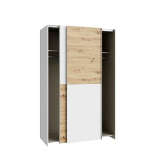 Schiebetürenschrank >Schach&Matt< in Artisan Eiche Dekor / Weiss - 120,1x190,5x61,2cm (BxHxT)