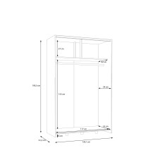 Schiebetürenschrank >Schach&Matt< in Artisan Eiche Dekor / Weiss - 120,1x190,5x61,2cm (BxHxT)