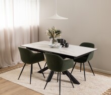 Kulissentisch >Heaven< ausziehbar bis 210cm, in weiss, Glas-Keramik - 168(210)x76x90cm (BxHxT)