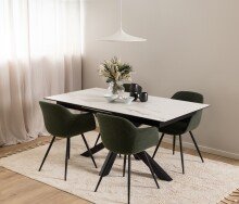 Kulissentisch >Heaven< ausziehbar bis 210cm, in weiss, Glas-Keramik - 168(210)x76x90cm (BxHxT)