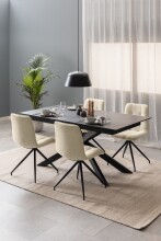 Kulissentisch >Irwine< ausziehbar bis 210cm, in schwarz, Glas-Keramik - 168(210)x76x90cm (BxHxT)