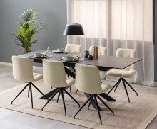 Kulissentisch >Irwine< ausziehbar bis 210cm, in schwarz, Glas-Keramik - 168(210)x76x90cm (BxHxT)