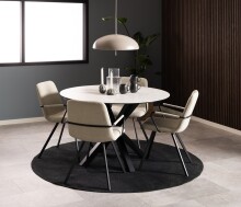 Esstisch >Heaven< rund in weiss, Glas-Keramik - 75,5x119cm (HxD)