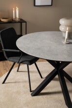 Esstisch >Heaven< rund in Grau, Glas - Keramik - 75,5x119cm (HxD)