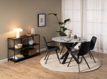 Esstisch >Heaven< rund in Grau, Glas - Keramik - 75,5x119cm (HxD)