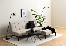 Schlafsofa >Caix< klappbar, in Stoff Beige, Stahlgestell - 198x87x95cm (BxHxT)