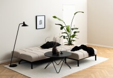 Schlafsofa >Caix< klappbar, in Stoff Beige, Stahlgestell - 198x87x95cm (BxHxT)