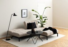 Schlafsofa >Caix< klappbar, in Stoff Beige, Stahlgestell - 198x87x95cm (BxHxT)