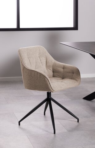 Schalenstuhl >Brooke< Sterngestell drehbar, in Beige, Stoff - 57x82x54,5cm (BxHxT)