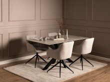Schalenstuhl >Brooke< Sterngestell drehbar, in Beige, Stoff - 57x82x54,5cm (BxHxT)