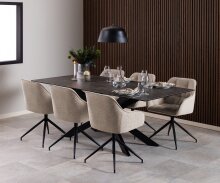 Schalenstuhl >Brooke< Sterngestell drehbar, in Beige, Stoff - 57x82x54,5cm (BxHxT)