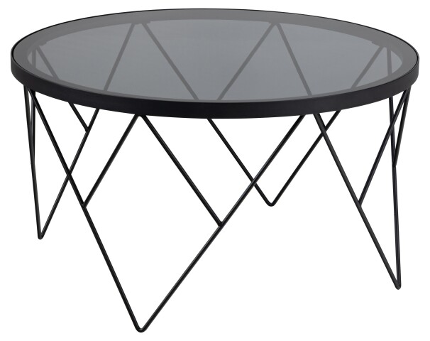 Couchtisch >Halstow< rund, in Rauch-Grau-Glas, Stahlgestell - 45,2x80cm (HxD)