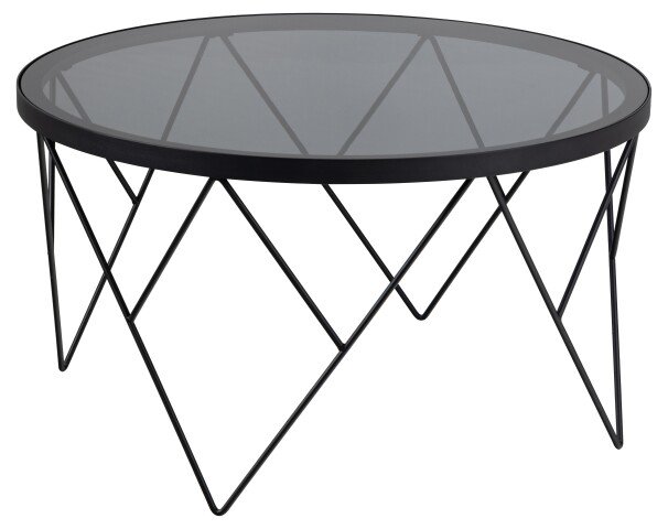 Couchtisch >Halstow< rund, in Rauch-Grau-Glas, Stahlgestell - 45,2x80cm (HxD)