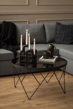 Couchtisch >Halstow< rund, in Rauch-Grau-Glas, Stahlgestell - 45,2x80cm (HxD)