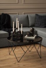 Couchtisch >Halstow< rund, in Rauch-Grau-Glas, Stahlgestell - 45,2x80cm (HxD)