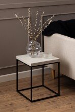 Beistelltisch >Barossa< in Beige, Stahl, MDF - 45x40cm (HxD)