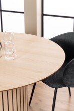 Esstisch >Linley< rund, in Eiche / weiss pigmentiert, MDF - 75x120cm (HxD)