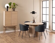Esstisch >Linley< rund, in Eiche / weiss pigmentiert, MDF - 75x120cm (HxD)
