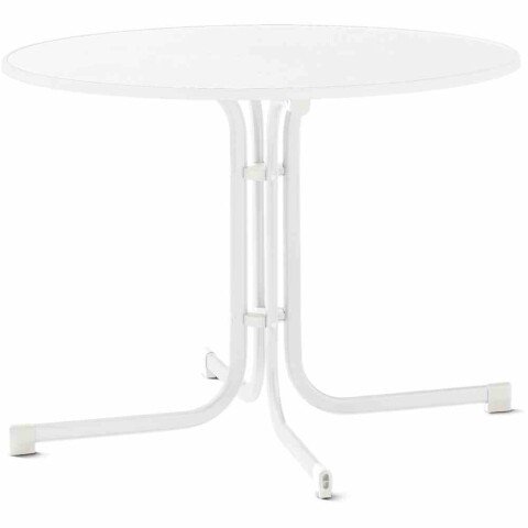 Gartentisch >213395< in weiß, Mecalit-Pro, Stahl - 72x100cm (HxD)